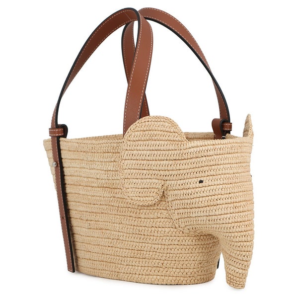 ロエベ ハンドバッグ エレファント バスケットバッグ スモール ラフィア/レザー A546T37X01 LOEWE かごバッグ ゾウ