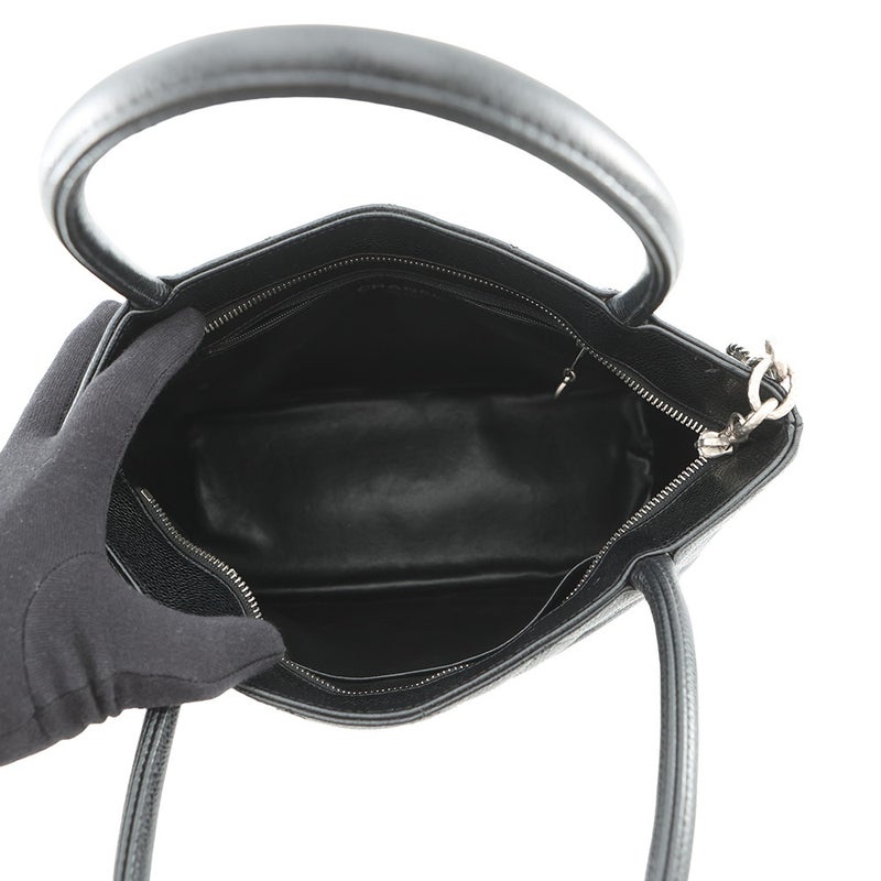 シャネル トートバッグ ココマーク マトラッセ 復刻トート キャビアスキン A01804 CHANEL 黒