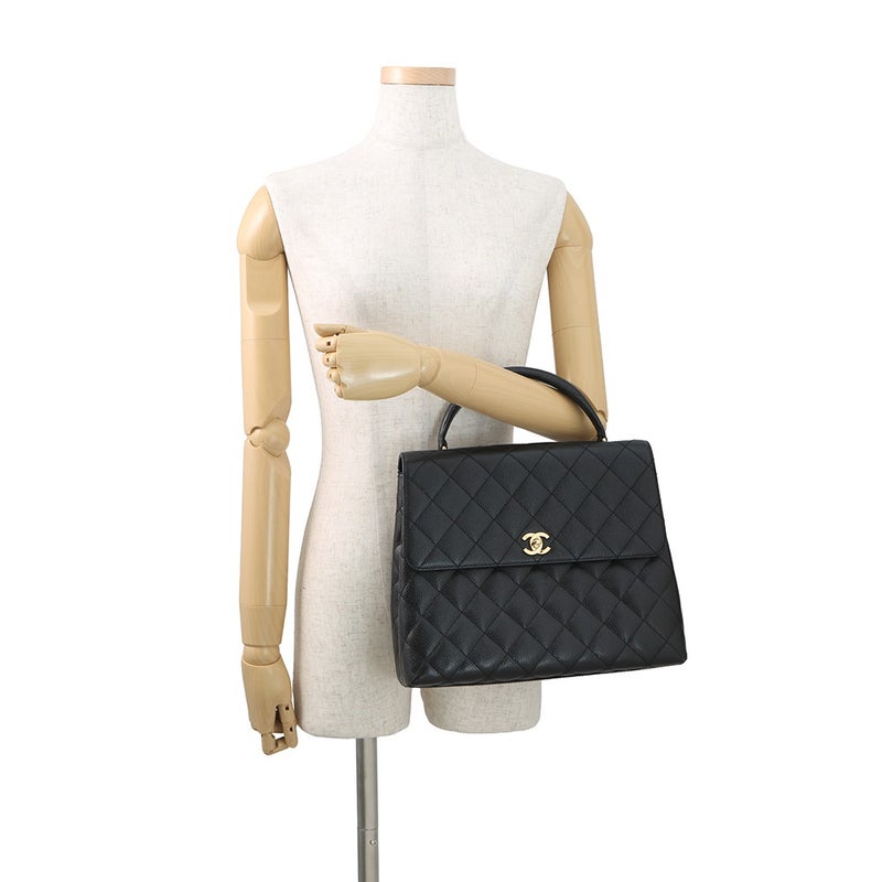 シャネル ハンドバッグ マトラッセ ココマーク キャビアスキン A12397 CHANEL 黒