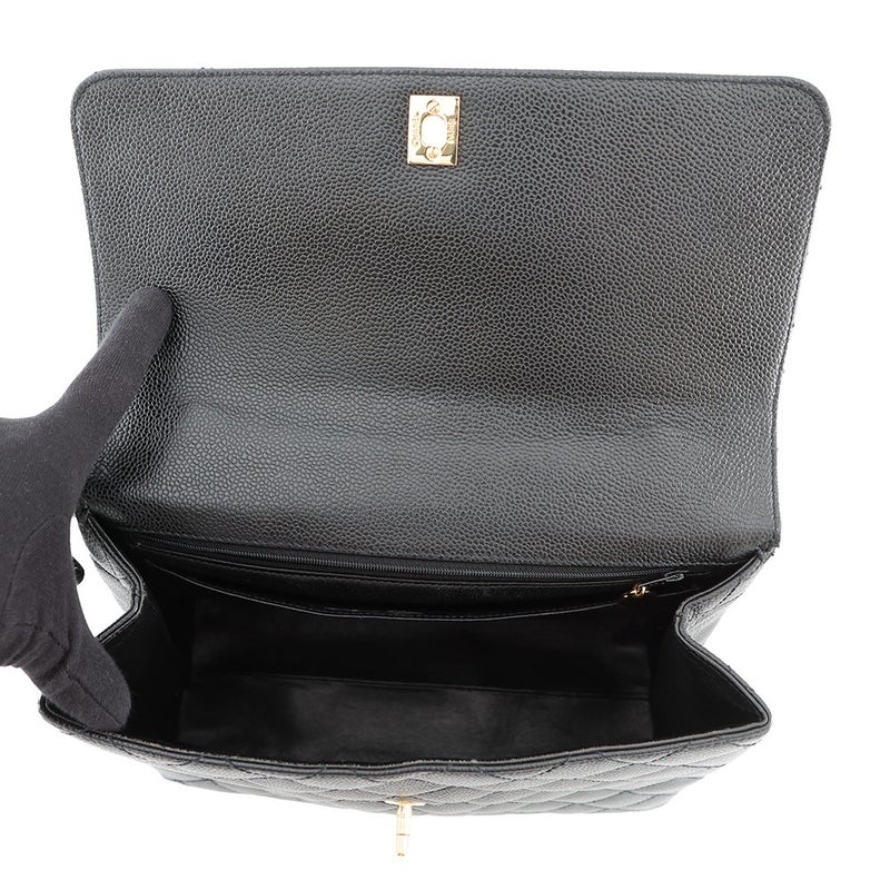 シャネル ハンドバッグ マトラッセ ココマーク キャビアスキン A12397 CHANEL 黒