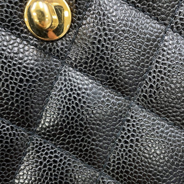 シャネル ハンドバッグ マトラッセ ココマーク キャビアスキン A12397 CHANEL 黒