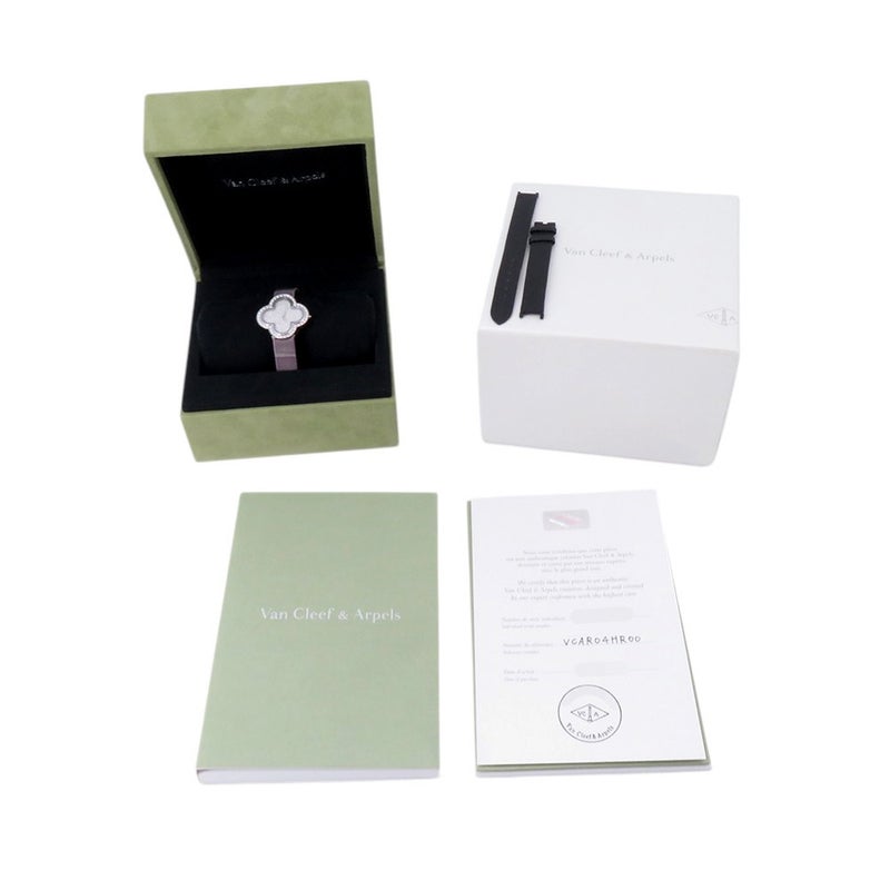 ヴァンクリーフ&アーペル アルハンブラ ミディアムモデル ウォッチ ダイヤベゼル VCARO4HR00 パヴェダイヤ文字盤