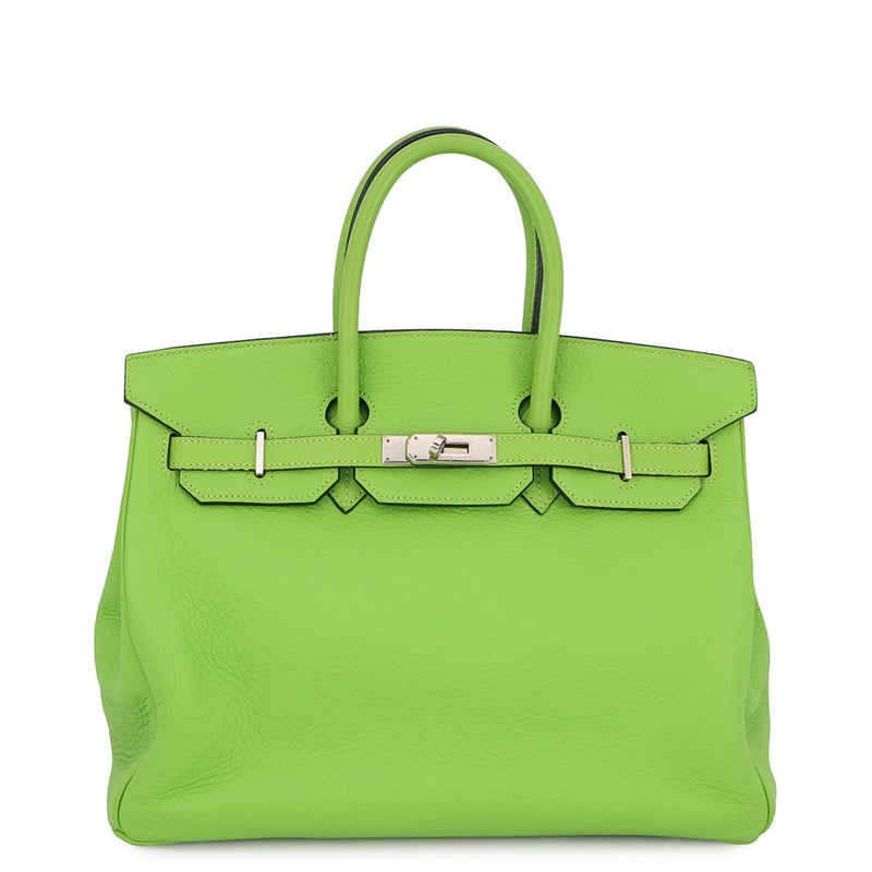 エルメス バーキン35 アップルグリーン/シルバー金具 トリヨンクレマンス □G刻印 HERMES Birkin ハンドバッグ