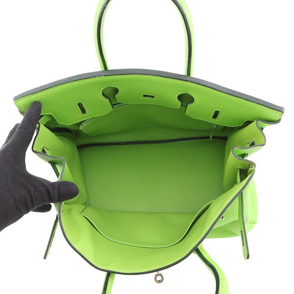 エルメス バーキン35 アップルグリーン/シルバー金具 トリヨンクレマンス □G刻印 HERMES Birkin ハンドバッグ