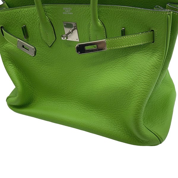 エルメス バーキン35 アップルグリーン/シルバー金具 トリヨンクレマンス □G刻印 HERMES Birkin ハンドバッグ