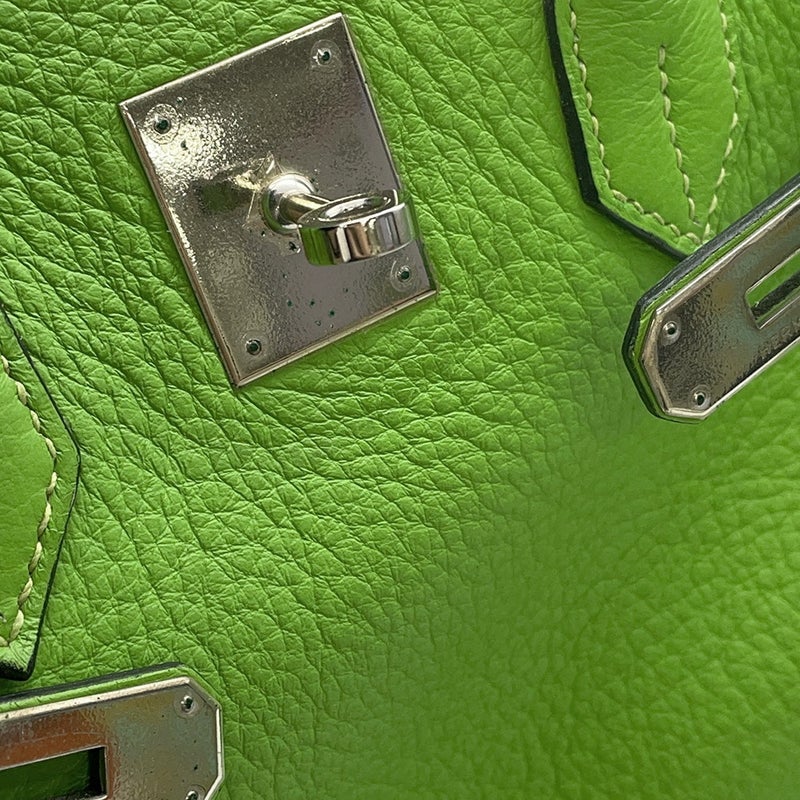 エルメス バーキン35 アップルグリーン/シルバー金具 トリヨンクレマンス □G刻印 HERMES Birkin ハンドバッグ