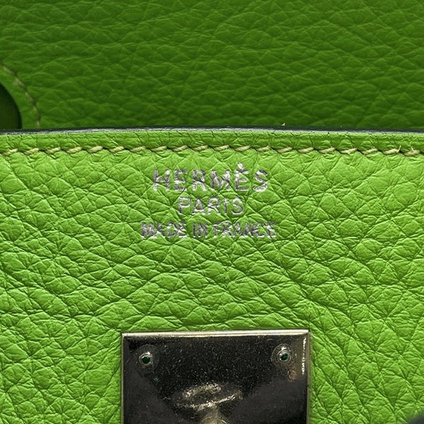 エルメス バーキン35 アップルグリーン/シルバー金具 トリヨンクレマンス □G刻印 HERMES Birkin ハンドバッグ
