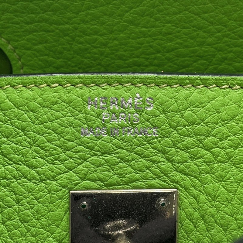 エルメス バーキン35 アップルグリーン/シルバー金具 トリヨンクレマンス □G刻印 HERMES Birkin ハンドバッグ