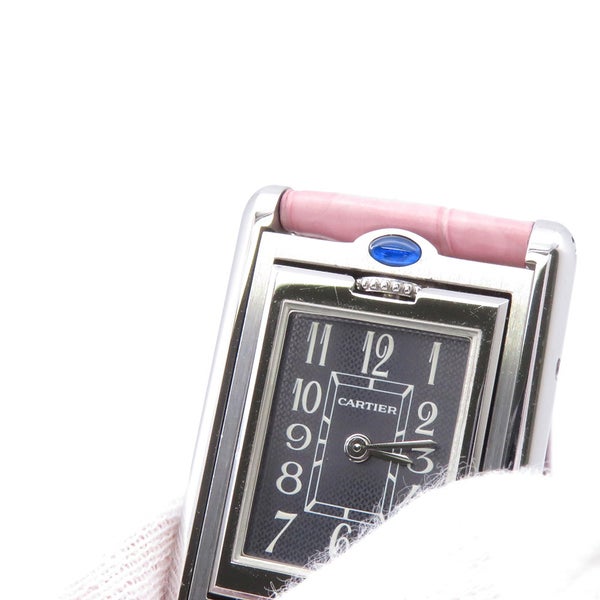 カルティエ タンク バスキュラント SM W1016830 Cartier クォーツ 腕時計 グレー文字盤