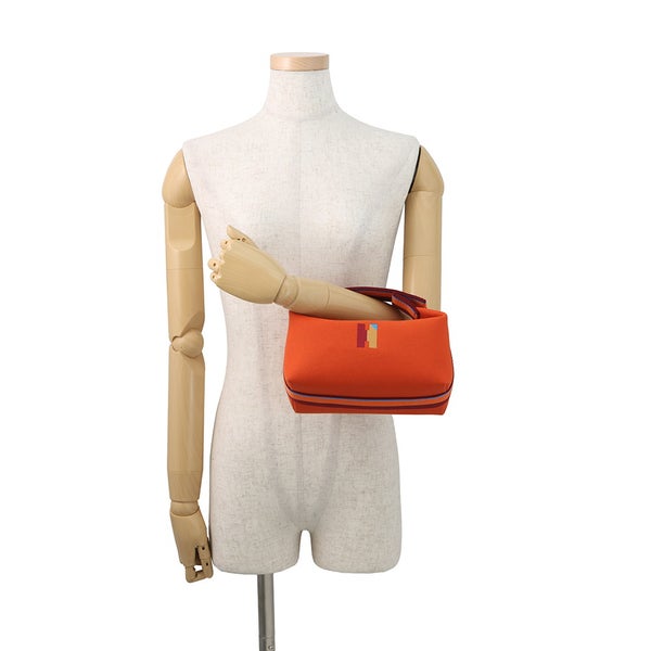 エルメス ハンドバッグ ブリッド・ア・ブラックPM Hパヴィヨン オランジュ・フー/シルバー金具 キャンバス HERMES ポーチ