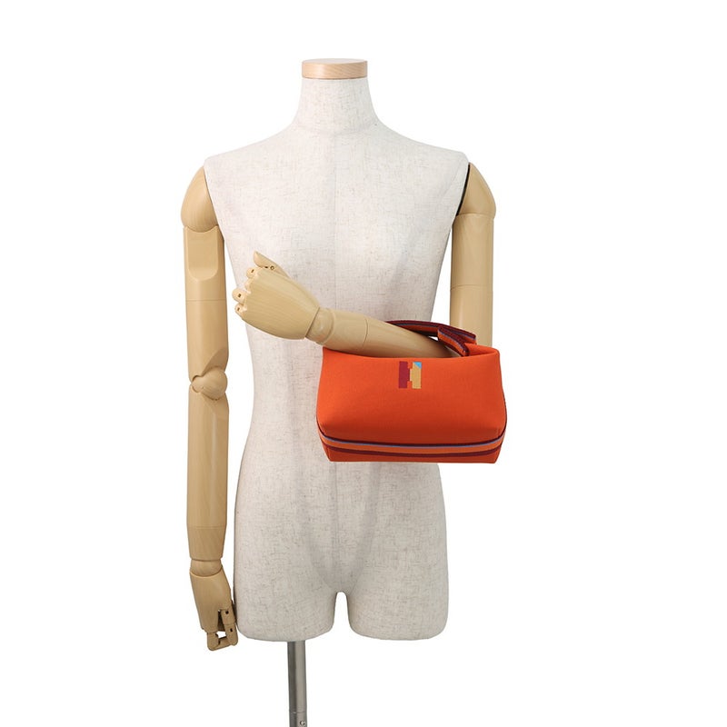 エルメス ハンドバッグ ブリッド・ア・ブラックPM Hパヴィヨン オランジュ・フー/シルバー金具 キャンバス HERMES ポーチ