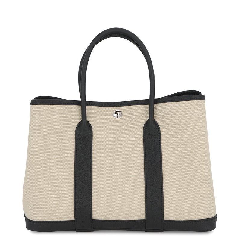 エルメス トートバッグ ガーデンパーティTPM エクリュ/ブラック/シルバー金具 トワルアッシュ/ネゴンダ K刻印