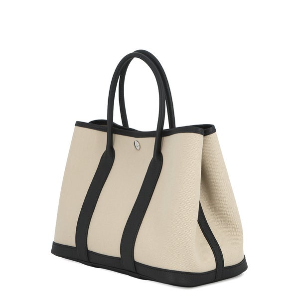 エルメス トートバッグ ガーデンパーティTPM エクリュ/ブラック/シルバー金具 トワルアッシュ/ネゴンダ K刻印