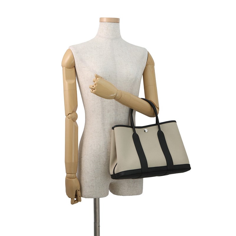 エルメス トートバッグ ガーデンパーティTPM エクリュ/ブラック/シルバー金具 トワルアッシュ/ネゴンダ K刻印