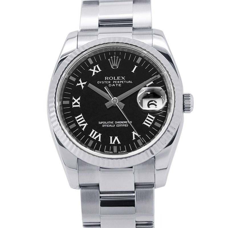 ロレックス オイスターパーペチュアルデイト V番 SS/K18WG コンビ 115234 腕時計 ウォッチ 黒文字盤