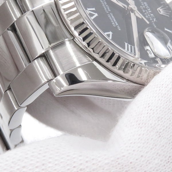 ロレックス オイスターパーペチュアルデイト V番 SS/K18WG コンビ 115234 腕時計 ウォッチ 黒文字盤