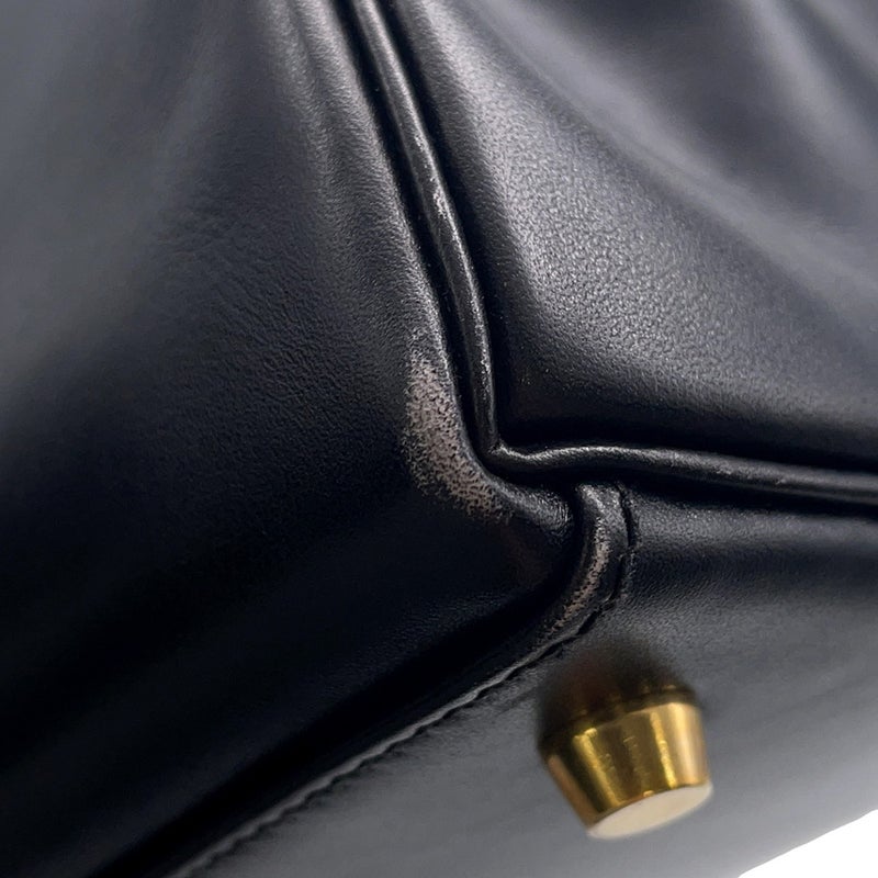 エルメス ハンドバッグ ケリー35 内縫い ブラック/ゴールド金具 ボックスカーフ □D刻印 ２wayショルダー 黒