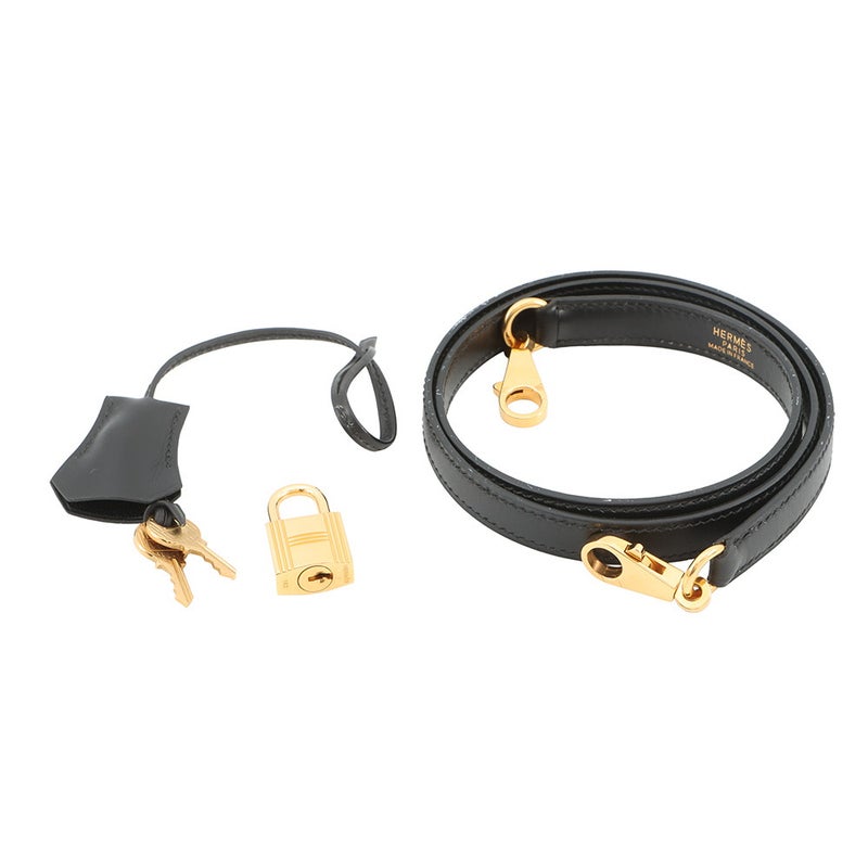 エルメス ハンドバッグ ケリー35 内縫い ブラック/ゴールド金具 ボックスカーフ □D刻印 ２wayショルダー 黒