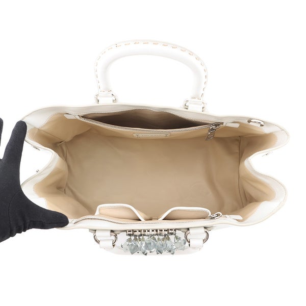 プラダ ハンドバッグ クリスタル レザー PRADA 2way 白