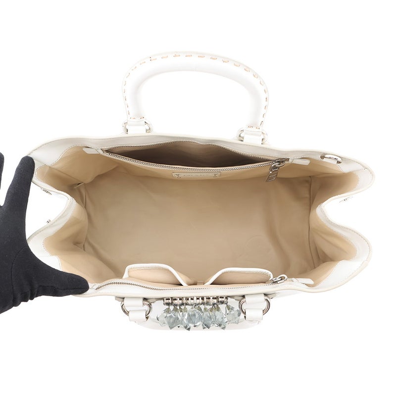 プラダ ハンドバッグ クリスタル レザー PRADA 2way 白