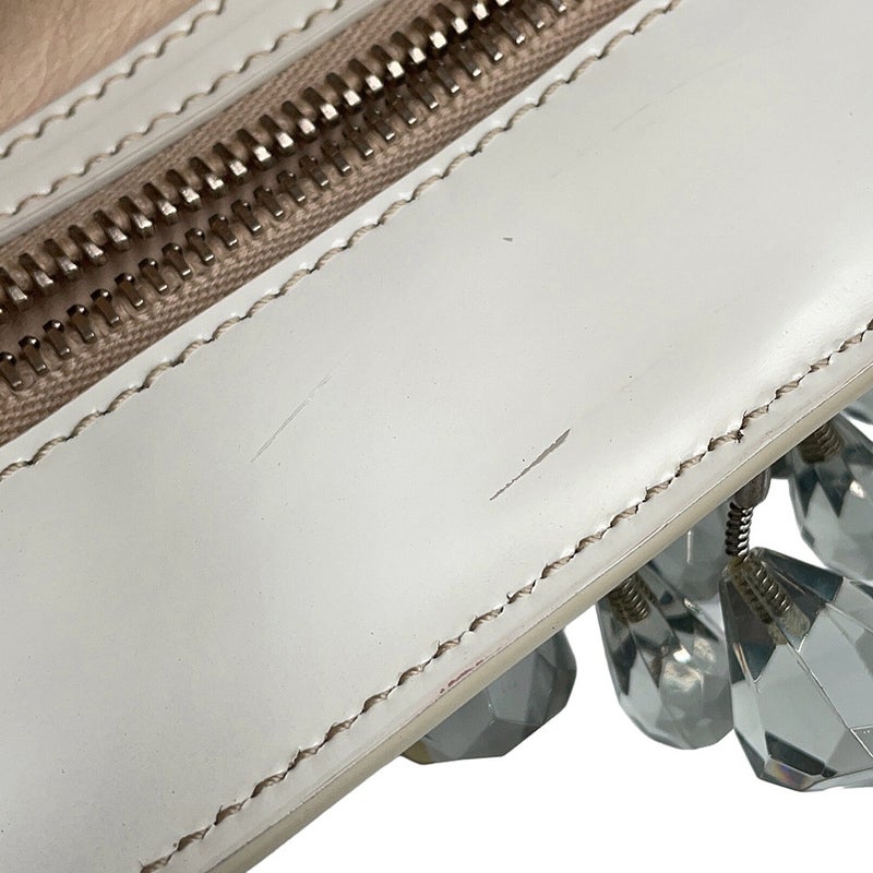 プラダ ハンドバッグ クリスタル レザー PRADA 2way 白