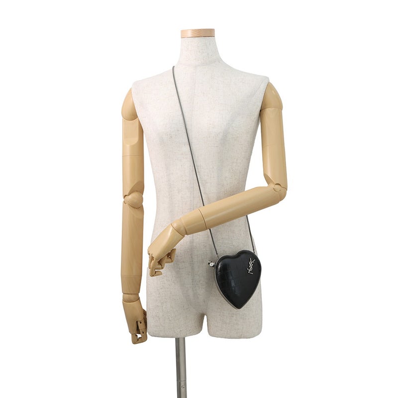 サンローランパリ チェーンショルダーバッグ ラブボックス クロコ型押しレザー 466212 SAINT LAURENT PARIS 黒