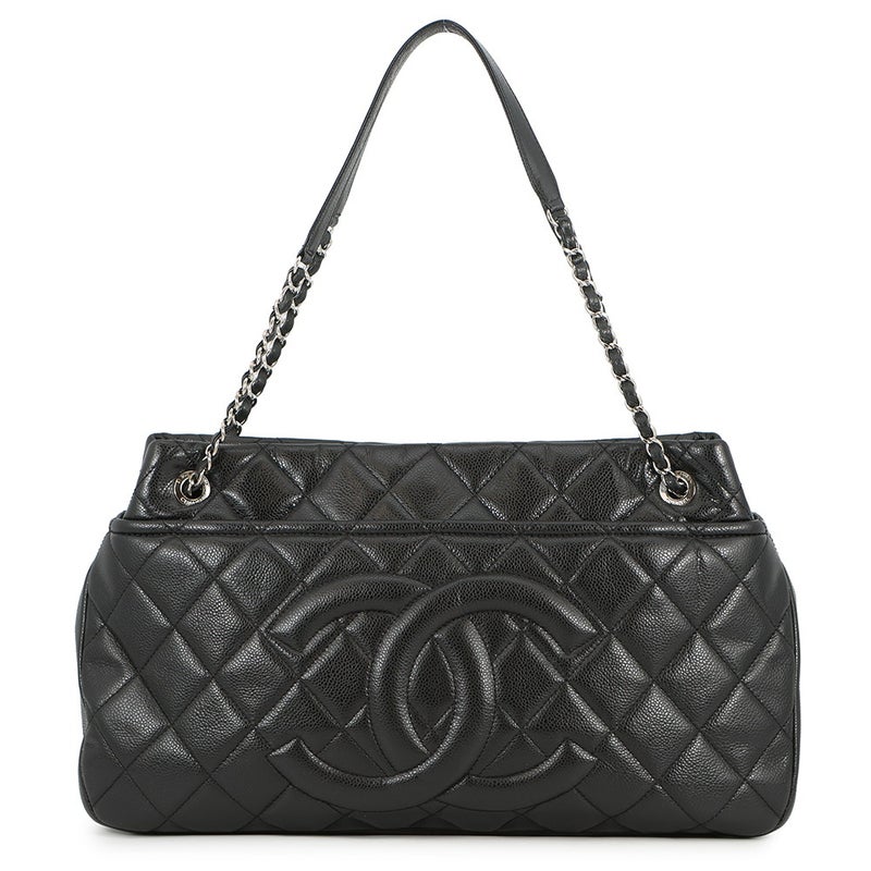 シャネル トートバッグ マトラッセ ココマーク ダブルチェーン キャビアスキン A67292 CHANEL 黒