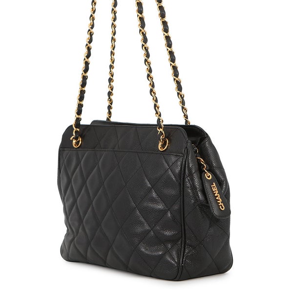 シャネル チェーンショルダーバッグ マトラッセ ココマーク キャビアスキン CHANEL 黒