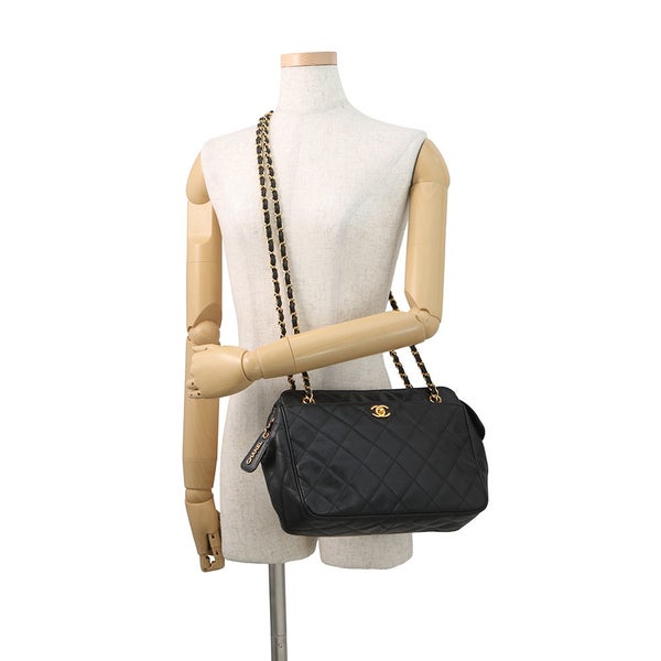 シャネル チェーンショルダーバッグ マトラッセ ココマーク キャビアスキン CHANEL 黒