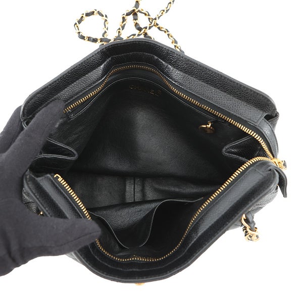 シャネル チェーンショルダーバッグ マトラッセ ココマーク キャビアスキン CHANEL 黒