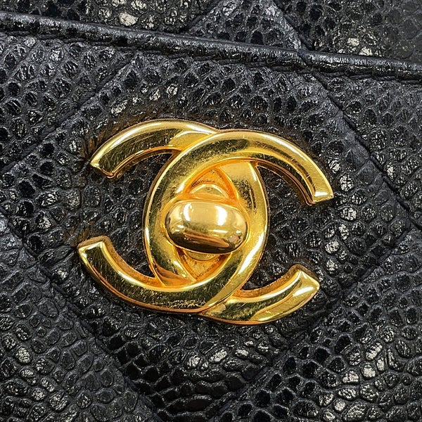 シャネル チェーンショルダーバッグ マトラッセ ココマーク キャビアスキン CHANEL 黒