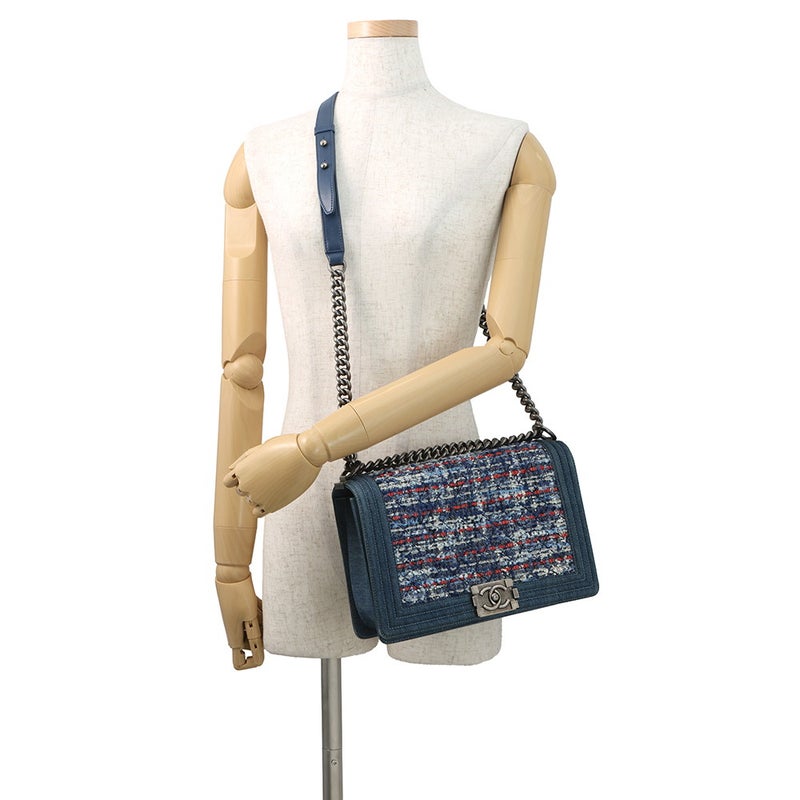 シャネル チェーンショルダーバッグ ココマーク ボーイシャネル デニム ツイード CHANEL