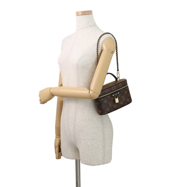 ルイヴィトン ハンドバッグ モノグラム・リバース ヴァニティ・チェーン ポーチ M47125 2wayショルダー ブラック 黒