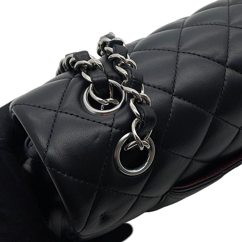 シャネル チェーンショルダーバッグ マトラッセ25 ココマーク ラムスキン ダブルチェーン A01112 CHANEL 黒
