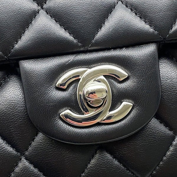 シャネル チェーンショルダーバッグ マトラッセ25 ココマーク ラムスキン ダブルチェーン A01112 CHANEL 黒