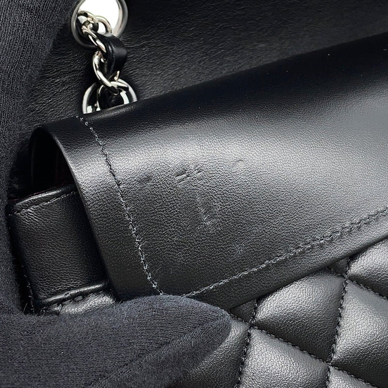 シャネル チェーンショルダーバッグ マトラッセ25 ココマーク ラムスキン ダブルチェーン A01112 CHANEL 黒