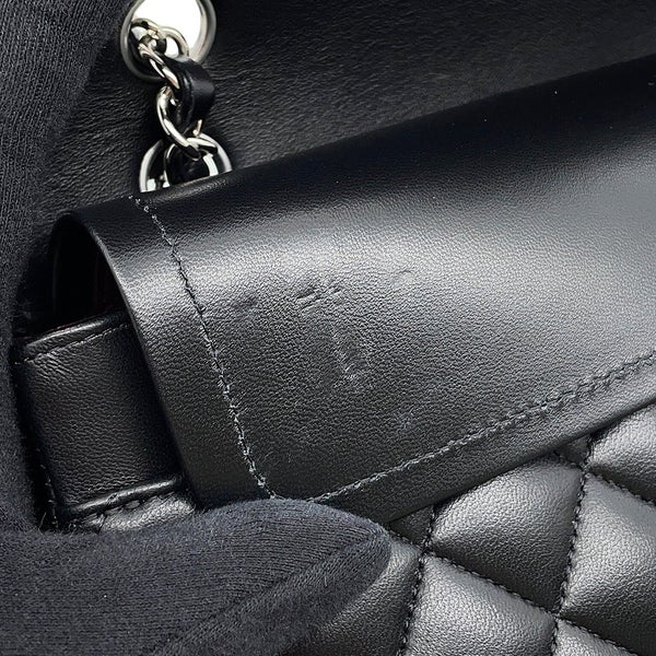 シャネル チェーンショルダーバッグ マトラッセ25 ココマーク ラムスキン ダブルチェーン A01112 CHANEL 黒