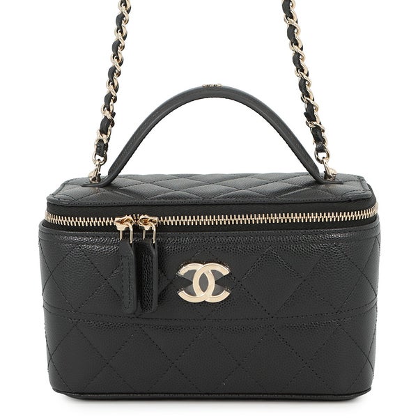 シャネル チェーンショルダーバッグ マトラッセ ココマーク ヴァニティケース キャビアスキン AP4404 CHANEL 黒 バニティ