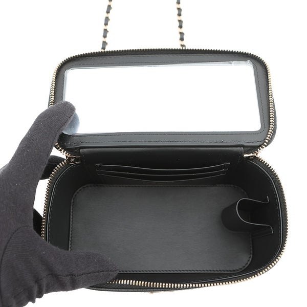 シャネル チェーンショルダーバッグ マトラッセ ココマーク ヴァニティケース キャビアスキン AP4404 CHANEL 黒 バニティ