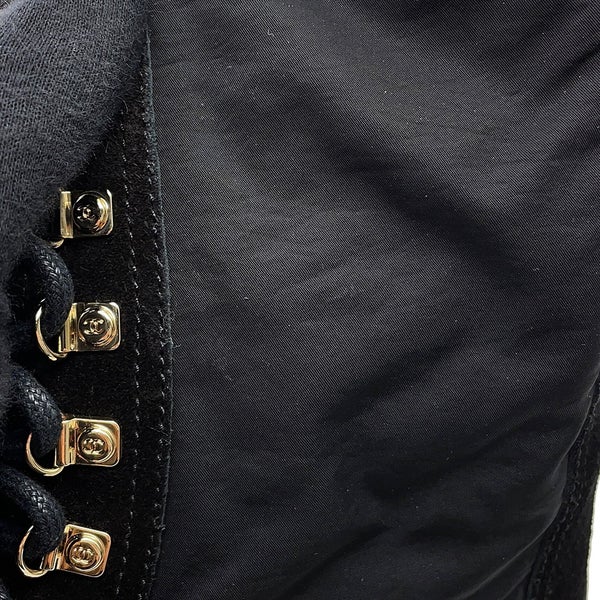 シャネル ショートブーツ ココマーク レースアップ ナイロン/パテント レディースサイズ36C G38086 CHANEL 靴 黒