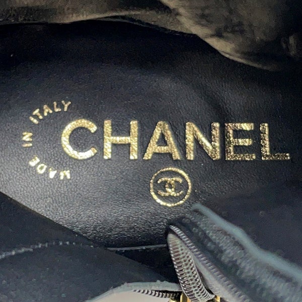 シャネル ショートブーツ ココマーク レースアップ ナイロン/パテント レディースサイズ36C G38086 CHANEL 靴 黒