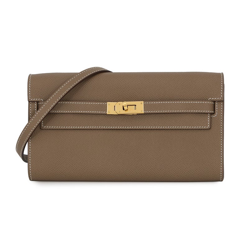 エルメス 長財布 ケリーウォレット ロング トゥーゴー エトゥープ/ゴールド金具 エプソン Y刻印 HERMES