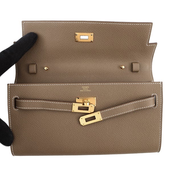エルメス 長財布 ケリーウォレット ロング トゥーゴー エトゥープ/ゴールド金具 エプソン Y刻印 HERMES