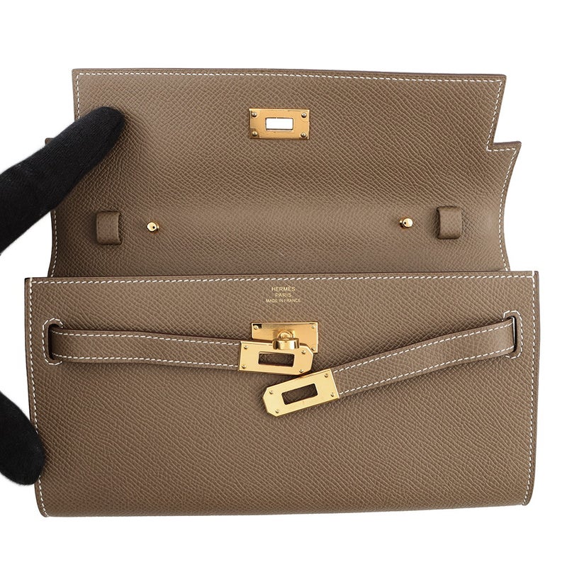 エルメス 長財布 ケリーウォレット ロング トゥーゴー エトゥープ/ゴールド金具 エプソン Y刻印 HERMES