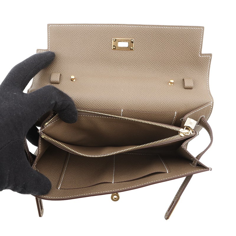 エルメス 長財布 ケリーウォレット ロング トゥーゴー エトゥープ/ゴールド金具 エプソン Y刻印 HERMES