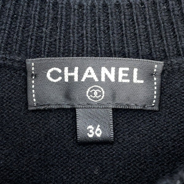 シャネル ニット カメリア ジャカード ニット セーター カシミヤ レディースサイ36 P56231 CHANEL トップス 黒