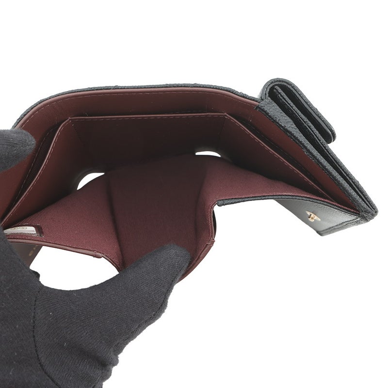 シャネル 三つ折り財布 マトラッセ ココマーク クラシック スモール フラップ ウォレット キャビアスキン AP0230 CHANEL 財布 黒