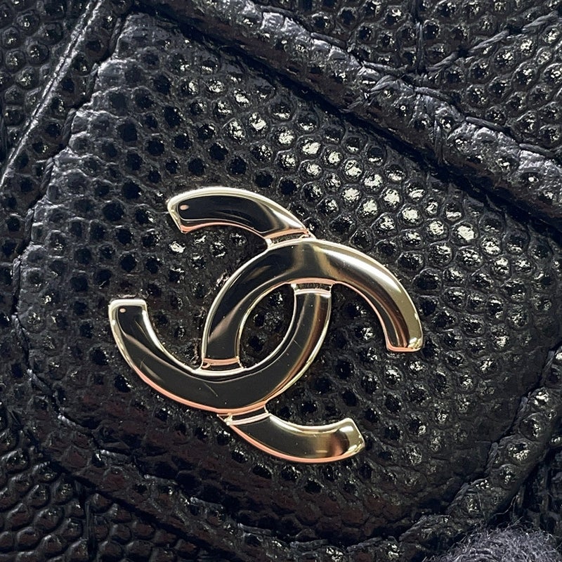 シャネル 三つ折り財布 マトラッセ ココマーク クラシック スモール フラップ ウォレット キャビアスキン AP0230 CHANEL 財布 黒