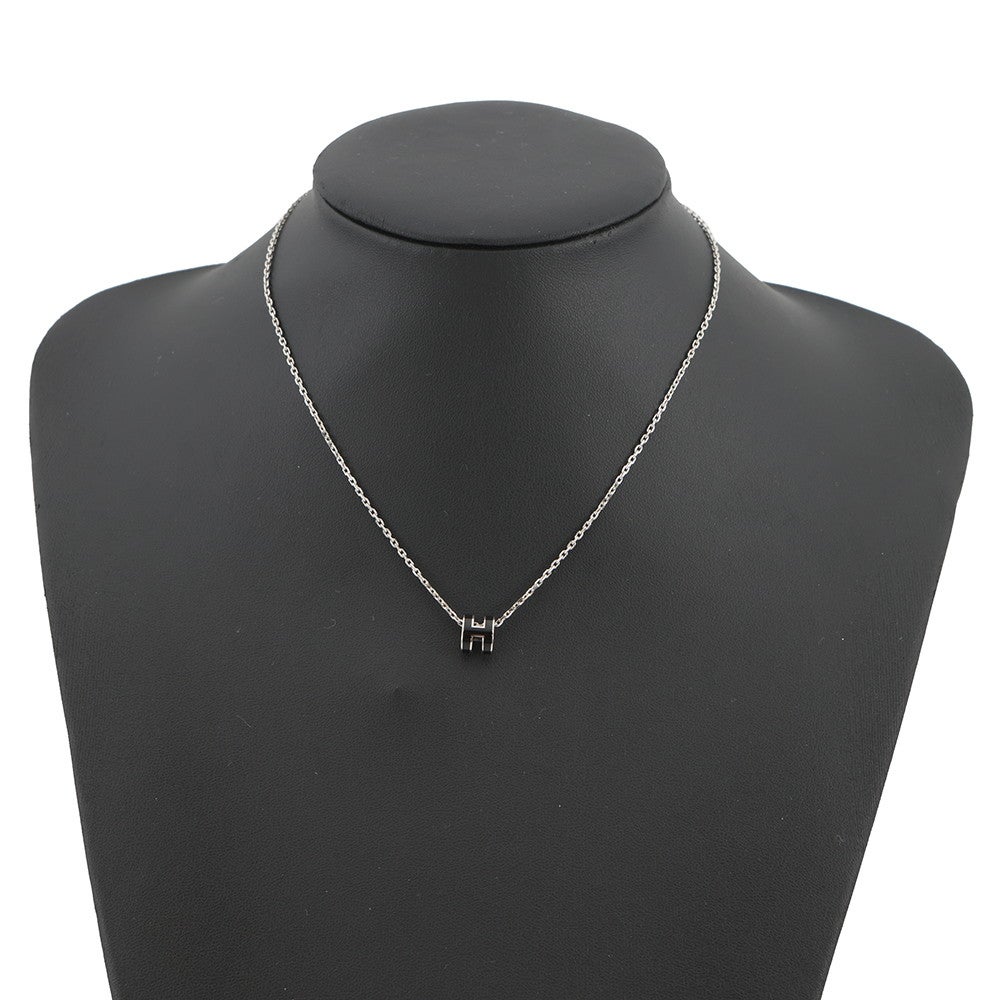 エルメス ネックレス ミニ・ポップアッシュ ブラック/シルバー金具