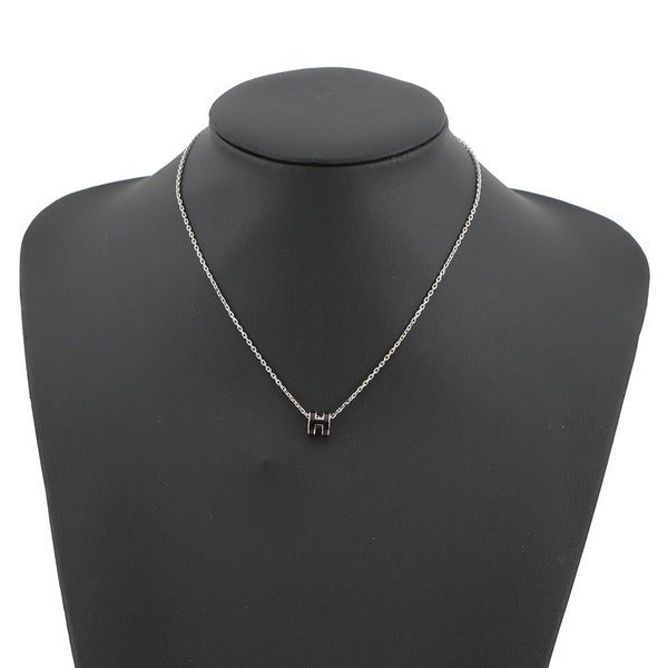 エルメス ネックレス ミニ・ポップアッシュ ブラック/シルバー金具 HERMES アクセサリー ポップH